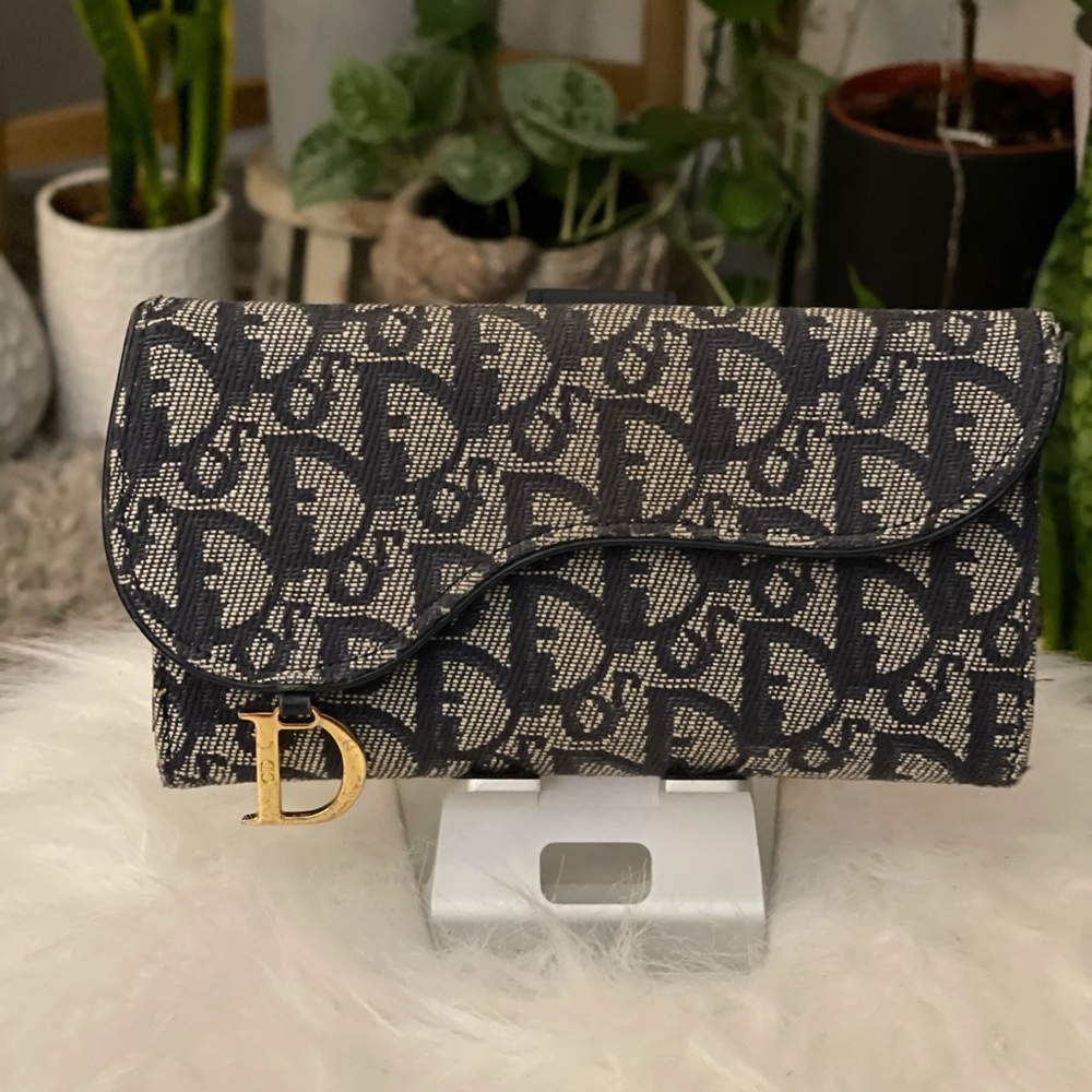 Dior Vintage Blue Diorissimo Canvas Saddle
